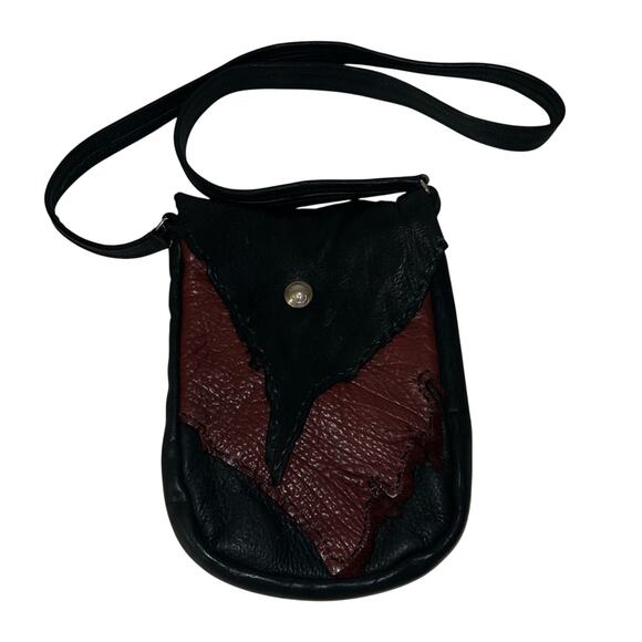 HANDMADE butter soft leather Black and Brown Leather crossbody - Picture 1 of 4